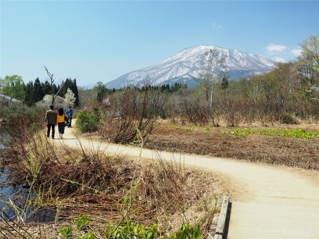遊歩道と黒姫山